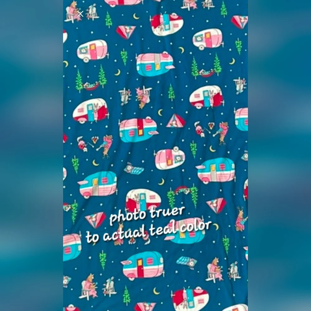 Secret Treasures Nightshirt Blue Camp Trailer Whimsical Critter pattern XL
